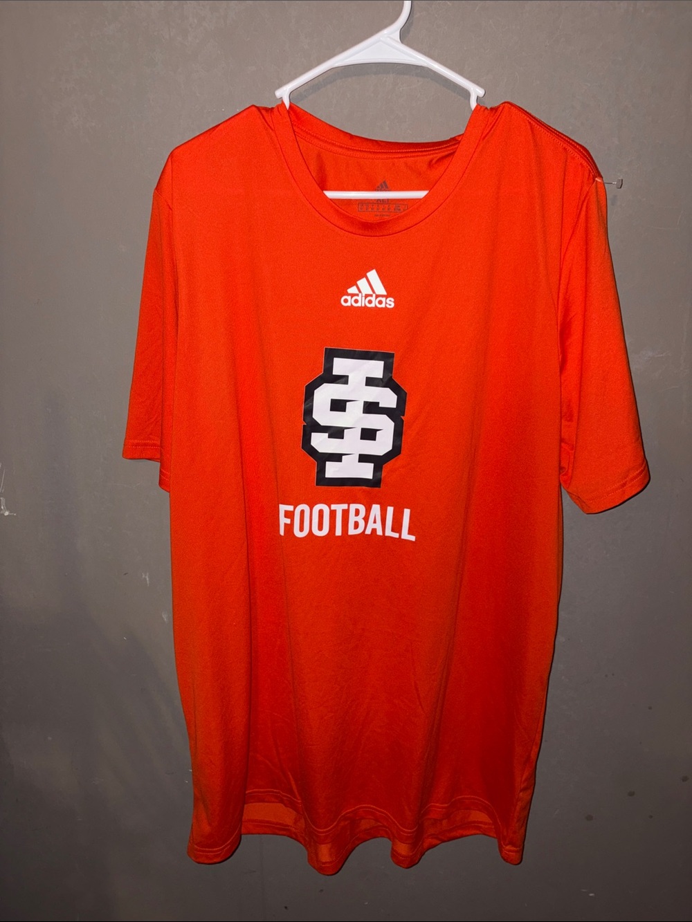 adidas Bright Orange Football Tee with Graphic Logo